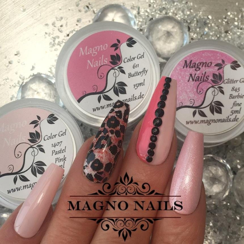Preview: Naildesign Ideen - Sommer Nägel Hellrosa rosa Glitter